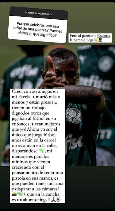 La reflexión del colombiano en Brasil al festejar con una pistola