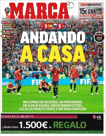 Las portadas de la prensa tras la eliminación de España