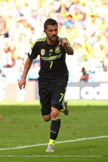 David Villa celebra su gol.