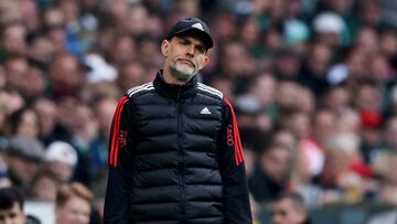 FILE PHOTO: Soccer Football - Bundesliga - Werder Bremen v Bayern Munich - Weser-Stadion, Bremen, Germany - May 6, 2023 Bayern Munich coach Thomas Tuchel reacts REUTERS/Thilo Schmuelgen/File Photo DFL REGULATIONS PROHIBIT ANY USE OF PHOTOGRAPHS AS IMAGE SEQUENCES AND/OR QUASI-VIDEO./File Photo