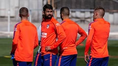 Diego Costa, en el entrenamiento del Atl&eacute;tico.