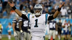 CHARLOTTE, NC - SEPTEMBER 09: Cam Newton #1 of the Carolina Panthers reacts to their 16-8 victory over the Dallas Cowboys at Bank of America Stadium on September 9, 2018 in Charlotte, North Carolina.   Streeter Lecka/Getty Images/AFP
 == FOR NEWSPAPERS, INTERNET, TELCOS &amp; TELEVISION USE ONLY ==