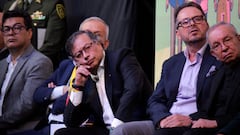 Colombian President Gustavo Petro looks on during an event with peace negotiators of Colombia's government and the National Liberation Army (ELN) rebels, in Bogota, Colombia August 3, 2023. REUTERS/Vannessa Jimenez