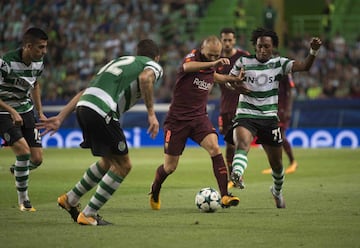 Andrés Iniesta y Gelson Martins.