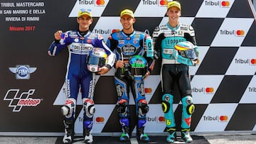 Mart&iacute;n, Bastianini y Mir.