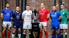 Seis Naciones de Rugby 2.020 con los 6 capitanes: Charles Ollivon por Francia, Stuart Hogg por Escocia, Owen Farrell por Inglaterra, Alun Wyn Jones por Gales, Luca Bigi por Italia y Jonathan Sexton por Irlanda