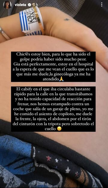 Violeta sufre un accidente de tráfico. INSTAGRAM.