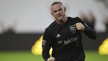 D.C. United forward Wayne Rooney celebrates his first MLS goal during the first half of a soccer match against the Colorado Rapids in Washington, Saturday, July 28, 2018. (AP Photo/Susan Walsh)
