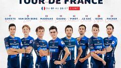 Imagen del cartel con la alineación del Groupama-FDJ para el Tour de Francia con David Gaudu y Thibaut Pinot como grandes bazas.