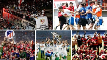 Ascensos de Rayo Vallecano, Rayo Majadahonda e Internacional de Madrid y t&iacute;tulos de Europa League y Champions de Atl&eacute;tico y Real Madrid.