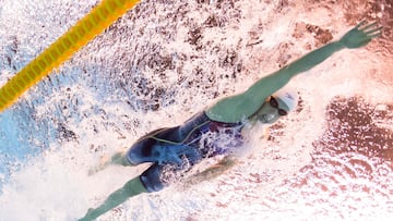 (FILES) USA's Katie Ledecky competes in a Women's 200m Freestyle heat during the swimming event at the Rio 2016 Olympic Games at the Olympic Aquatics Stadium in Rio de Janeiro on August 8, 2016. At the Paris Olympics, the 27-year-old US swim star is aiming to become the first woman swimmer to win four consecutive Olympic golds in the same event (800m freestyle in her case). She was just 15 when she won her first 800m at the London Games in 2012, a feat she repeated in Rio and then Tokyo. Ledecky was unbeaten in the event for 13 years but in February she was bested by 17-year-old Canadian prodigy Summer McIntosh at an event in Florida. (Photo by Fran�ois-Xavier MARIT / AFP)