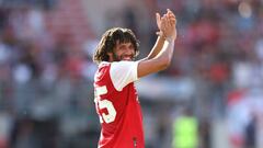 NUREMBERG, GERMANY - JULY 08: Mohamed Elneny of Arsenal reacts after the pre-season friendly match between 1. FC Nürnberg and Arsenal F.C. at Max-Morlock-Stadion on July 08, 2022 in Nuremberg, Germany. (Photo by Alexander Hassenstein/Getty Images)