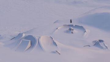 Vista del snowpark de The Nines 2022, en Crans-Montana, Suiza.