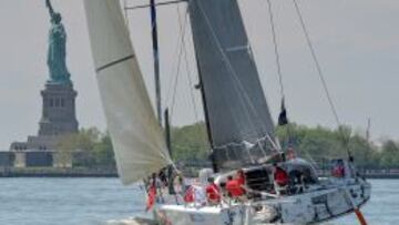 Un momento de la competición, delante de la estatua de la Libertad.
