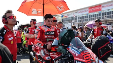 FILE PHOTO: MotoGP - Indonesian Grand Prix - Mandalika International Street Circuit, Mandalika, Indonesia - October 5, 2025 Ducati Lenovo Team's Marc Marquez before the MotoGP race REUTERS/Willy Kurniawan/File Photo