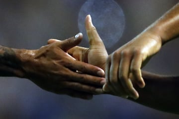 Buenos Aires, 11 Febrero 2018 Argentina
SUPERLIGA
Boca vs Temperley en el Estadio La Bombonera.
Festejo de Gol  Frank Fabra de Boca Juniors
Foto Ortiz Gustavo