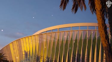 Un exterior con un diseño futurista. 