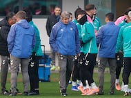 Pellegrini, en un entrenamiento.