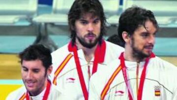 <b>EL TRÍO ALL STAR. </b>Rudy Fernández y los hermanos Gasol lucen la plata en la final olímpica de Pekín.
