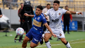 Futbol, Everton vs Deportes Limache
Sexta fecha, campeonato nacional
El jugador de Everton Julian Alfaro, izquierda,,disputa el balon con Marcelo flores de Limache durante el partido de primera division realizado en el Estadio Sausalito de Viña del Mar, Chile.
07/03/2026
Martin Thomas/Photosport
Football, Everton vs Deportes Limache
Sixth turn National Championship 2026.
Everton’s player Julian Alfaro, left, vies for the ball against Marcelo flores of Limache during the first division match held at the Sausalito stadium in Vina Del Mar Chile.
07/03/2026
Martin Thomas/Photosport
