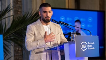 Ilia Topuria en el Foro de la Nueva Economía en Madrid.