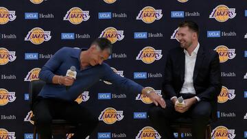 Luka Doncic’s hilarious moment with Rob Pelinka shocks Lakers press conference