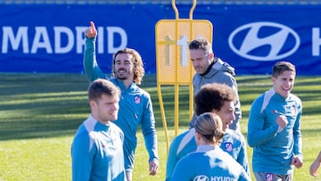 Antoine Griezmann, en el entrenamiento del Atlético.