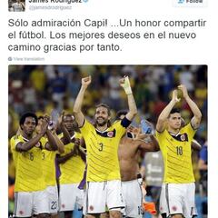 James agradece a Yepes por el honor de compartir el fútbol