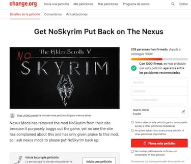 El mod de Skyrim que lo hace injugable ha sido retirado por esa misma razón