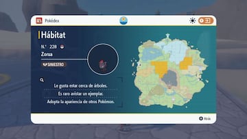 H&aacute;bitat de Zorua en Pok&eacute;mon Escarlata y Pok&eacute;mon P&uacute;rpura