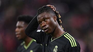 Soccer Football - Champions League - Group F - RB Leipzig v Real Madrid - Red Bull Arena, Leipzig, Germany - October 25, 2022 Real Madrid's Eduardo Camavinga reacts REUTERS/Annegret Hilse