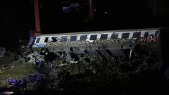 Imagen de la colisión de dos trenes en Grecia.