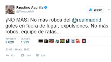 Asprilla: "No más robos del Real Madrid, equipo de ratas"