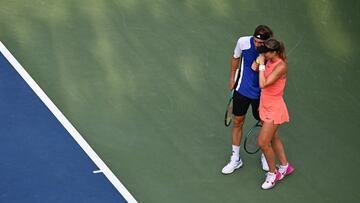 Stefanos Tsitsipas y Paula Badosa, en el US Open.