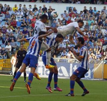 Trofeo Teresa Herrera. Deportivo de la Coru?a - Real Madrid. 0-3. Casemiro marca el tercer gol en un remate de cabeza.