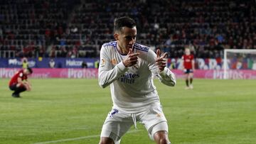 Lucas Vázquez celebra un gol ante Osasuna.