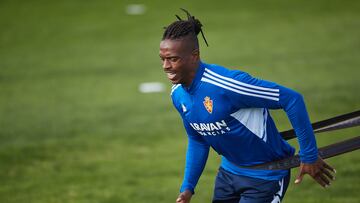 Jair Amador, durante un entrenamiento con el Real Zaragoza.