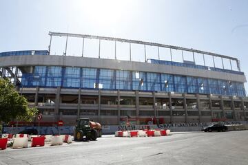 Aspecto de la demolición del Estadio Vicente Calderón a 1 de agosto de 2019.