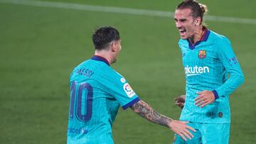 Griezmann canta su gol en Villarreal con Messi.