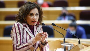 Minister Maria Jesus Montero  during the plenary session in the Senate in Madrid on Tuesday, 23 March 2021.