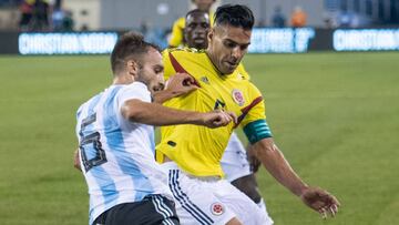 Selección Colombia en partido amistoso ante Argentina