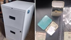 A man picks up a second-hand filing cabinet and is surprised by the money he finds inside: “I feel bad about all the fuss”