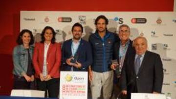 Foto del acto de presentación del torneo de Barcelona (Con Conchita Martínez, Feliciano López y Manuel Orantes)