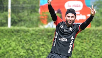 Duván Vergara, de vuelta en los entrenamientos de América de Cali.