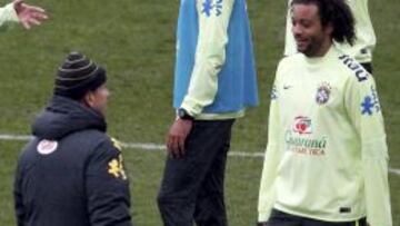 Marcelo, durante el entrenamiento de ayer.