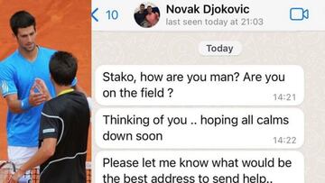 Stakhovsky revela el mensaje de Djokovic: "Dime la dirección..."