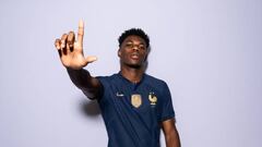 DOHA, QATAR - NOVEMBER 17: Aurelien Tchouameni of France poses during the official FIFA World Cup Qatar 2022 portrait session on November 17, 2022 in Doha, Qatar. (Photo by Michael Regan - FIFA/FIFA via Getty Images)