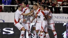 Alegr&iacute;a en el Rayo tras el gol de penalti de Ebert.