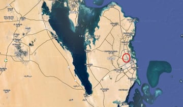 En rojo, la zona de Doha donde se ubica el Al Gharafa.
