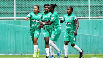 Jugadoras del Deportivo Cali en un partido de la Liga Femenina BetPlay